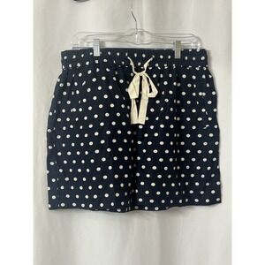 Loft skirt women Size 10 NavyWhite Polka Dots Pull Up Stretch Waist Casual‎ (B3)